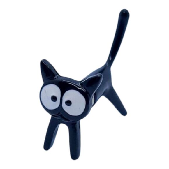 Jiji Black Cat Earrings Pierced Ear Jackets Big Eye Kitty Pet Sitter Cat Lady - Picture 4 of 6